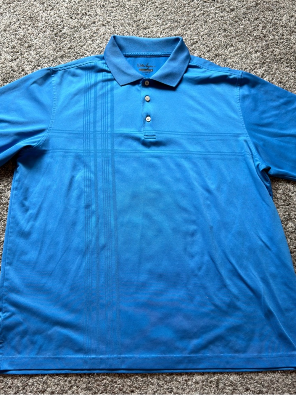 Walter Hagen Bright Blue Men's Polo with Subtle Stripe Detail